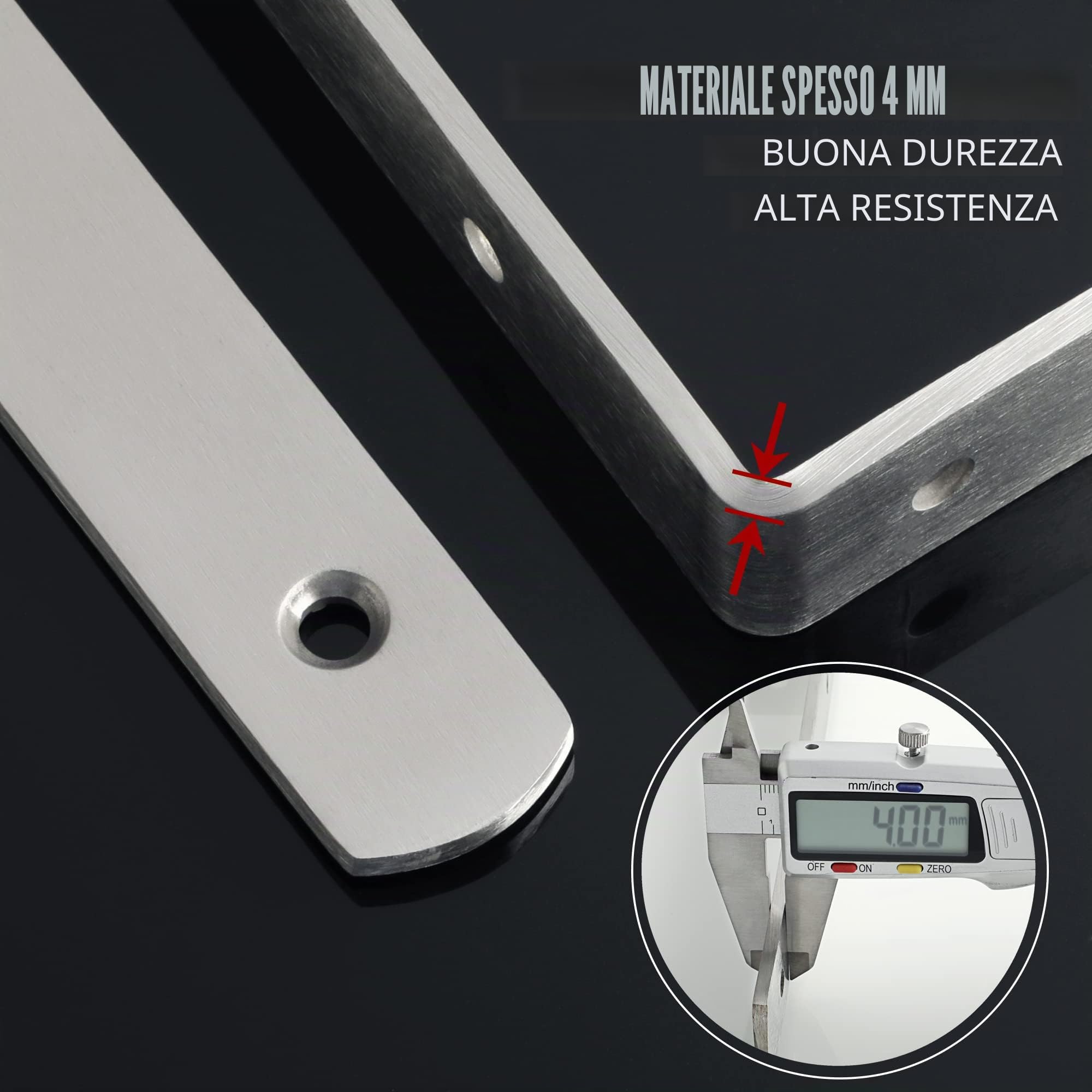 Sayayo Staffe per Mensole Pesanti Staffe per Mensole in Acciaio Inox Porta Mensole da Muro 4mm di Spessore Staffa Mensola da Parete Squadrette Angolari 300mm * 156mm, Argento, 2 Pezzi