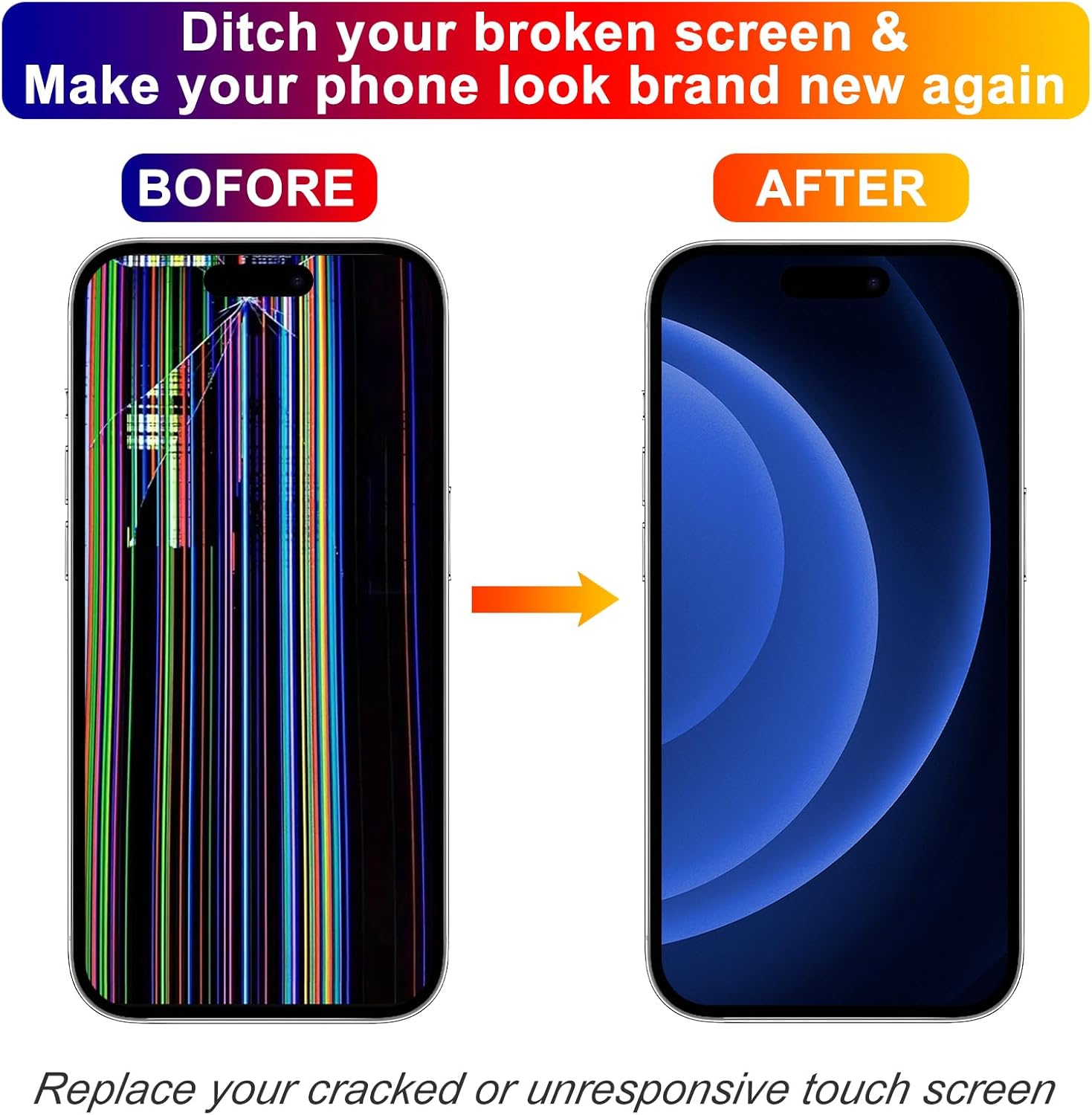 for iPhone 15 Pro Max Screen Replacement 6.7', 3D Touch Full HD Display Full Repair kit, Digitizer Assembly with Tools Set, Tempered Glass, Instruction