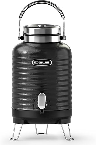 Miniatura 9 de IDEUS Dispensador de bebidas aislado de 5.2 L, todo en uno para acampar al vacío, de acero inoxidable, enfriador de agua de doble pared, jarra de