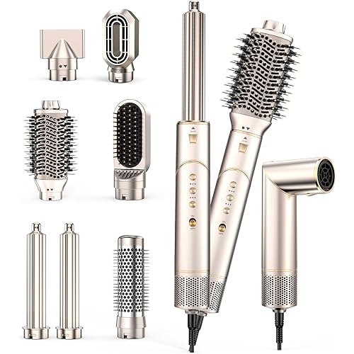 Hair Dryer Brush, 7 in 1 Hair Styler High-Speed Flexible Rotating Negative Ionic Multi-Styler, Auto-Wrap Curling with No Heat Damage, Straightening & Volumizing