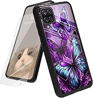 Vista 148 de Funda para Samsung Galaxy A12 5G con protector de pantalla, parte trasera de vidrio templado + TPU de silicona suave que absorbe los golpes