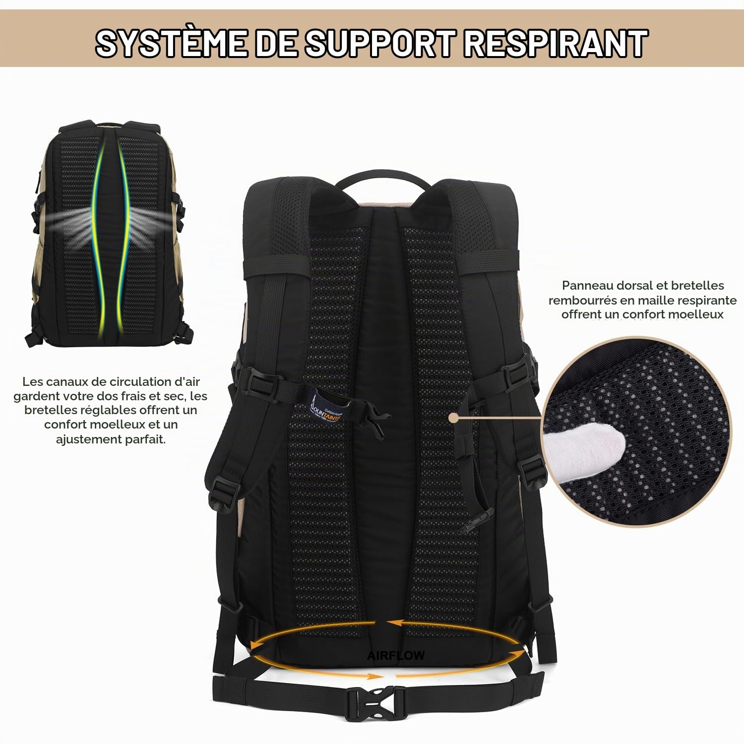 MOUNTAINTOP Sac à dos de randonnée 30 L/40 l pour homme et femme, pour le quotidien et l'extérieur, les randonnées quotidiennes et les randonnées à vélo