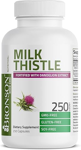 Miniatura 5 de Cápsulas de cardo lechoso, 1,000 mg, con Silymarin marianum y raíz de diente de león, suplemento para la salud hepática, 250 cápsulas