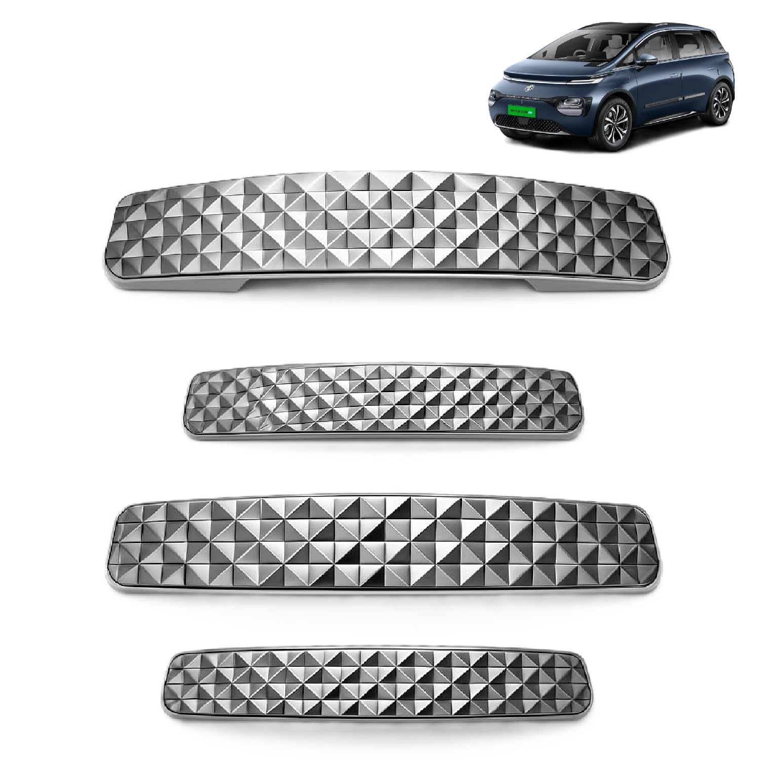 Car Door Edge Protection Guard for Windsor EV All 2024-2025 Onwards Models of MG Car Safety Anti Dent Anti Scratch Guards, Universal Fit | Car Door Guard Bumper Protector, Chrome, 4 Pieces-picture-27