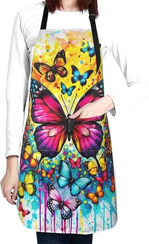 Miniatura 12 de Delantal impermeable con 2 bolsillos, delantales de chef de cocina, baberos para cocinar, hornear, pintura, jardinería, aseo Color-1