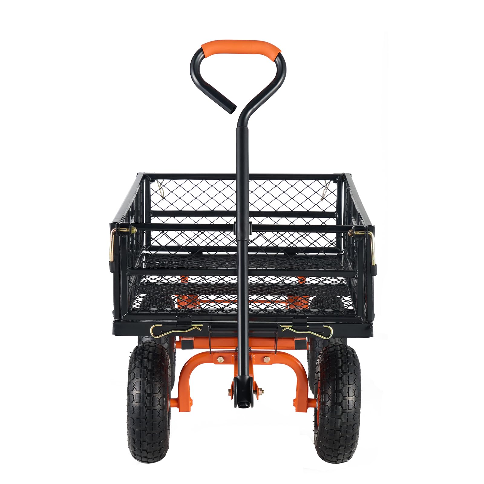 VEVOR Chariot à benne basculante, capacité de charge 181 kg, chariot de jardin en métal robuste avec cadre facile à assembler, poignée convertible 2 en 1, roues 255 mm, chariot utilitaire pour pelouse