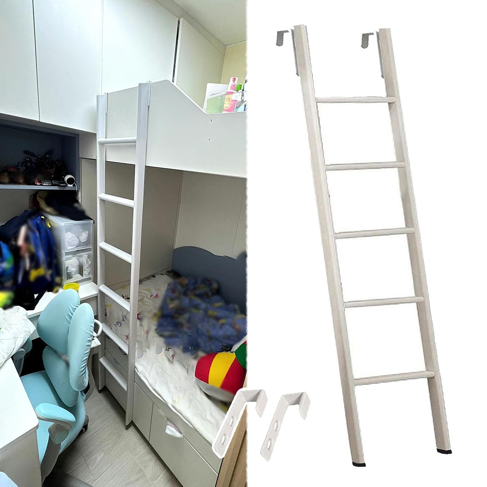 Scaletta Letto a Castello Scala Letti Gemelli Camper Bambini E Adulti Il Letto Castello Superiore, Scala Castello In Metallo Salire Sul Letto Gancio, 116/120/130/135/140/150/160/165/185cm(160cm/63")