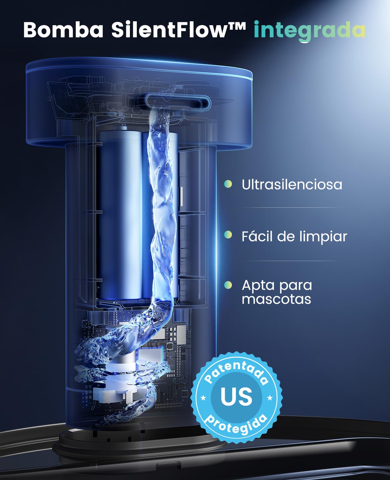 oneisall Fuente para gatos Kabello, 3,2 L, acero inoxidable, fuente para gatos inalámbrica con detector de movimiento, bomba SilentFlow™ de 20 dB, filtro de carbón activo, fuente de agua para gatos