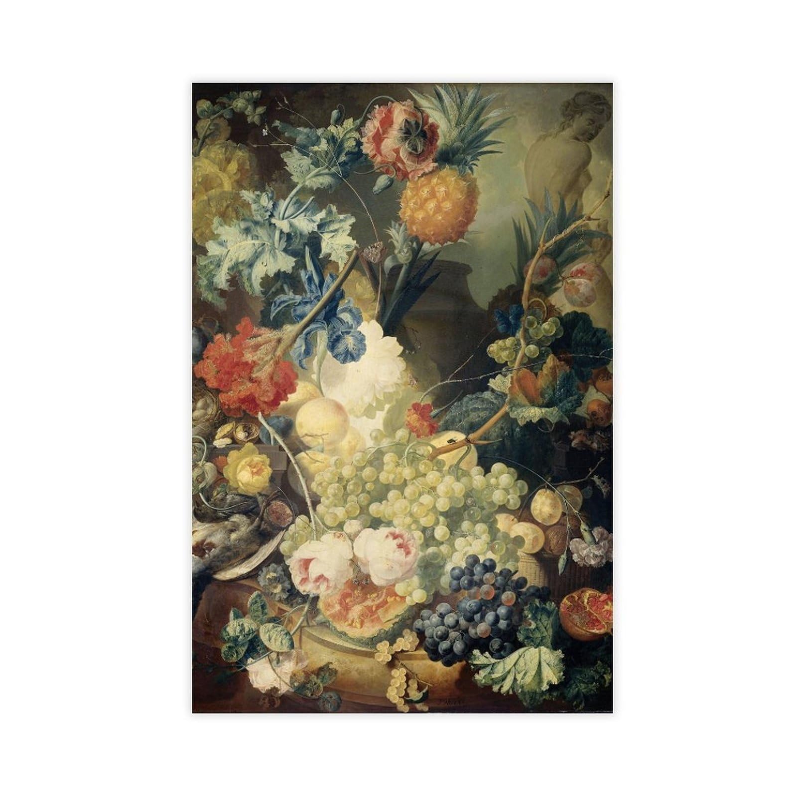 ASGRCN Still Life with Flowers, Fruit And Birds Canvas Poster for Dorm Room Decor Gift
