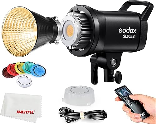 Miniatura 1 de Godox Luces de video LED SL60IIBi SL60II-Bi, 2800K-6500K, CRI96 + TLCI97 +, efectos FX integrados, ventilador ultra silencioso para fotografía de