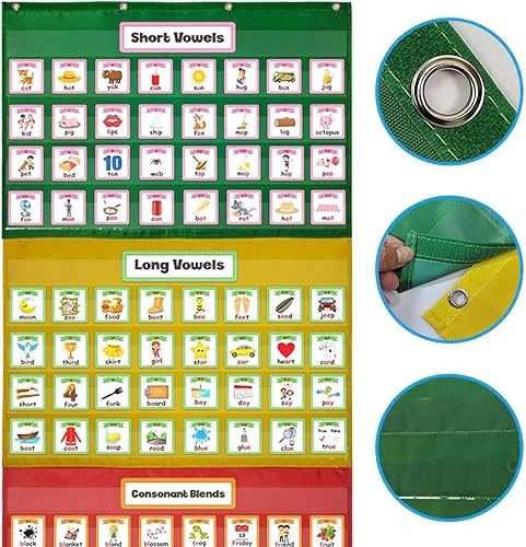 Miniatura 4 de Organizador para colgar en la pared, tabla de bolsillo desmontable, 15 bolsillos transparentes para familias de palabras, tabla de bolsillo para