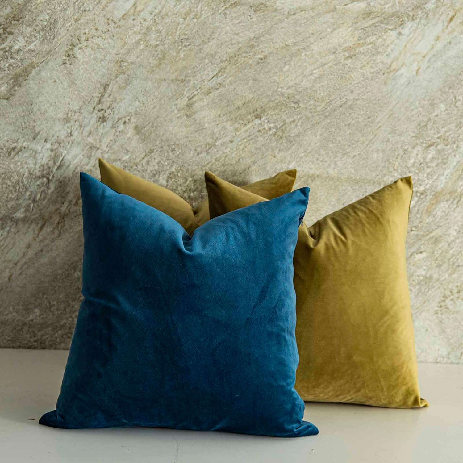 Olive Green Decorative Velvet Throw Pillow Covers 16x16 inch Set of 2 with Zipper Luxury Soft Solid Square Cushion Covers Case for Sofa Couch Bed Living Room image 3