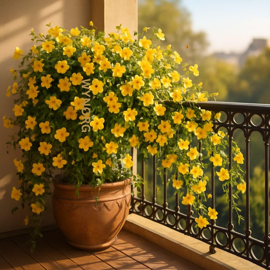 WYNORG Cat’s Claw Creeper – Fast-Growing Flowering Vine with Vibrant Yellow Blooms | Ideal for Garden Walls, Fences & Privacy Screens, Pergolas, Trellises | Evergreen, Heat & Drought Resistant Climber