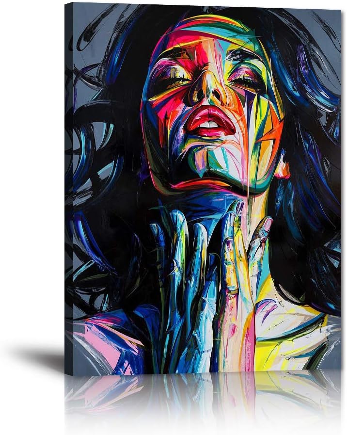 Yatsen Bridge Painted Woman Colorful Graffiti Posters Pictures Banksy Street Artwork Canvas Paintings Wall Art Decor for Living Room Kids Room Modern Home Decor Stretched and Framed(18”Wx 24”H)