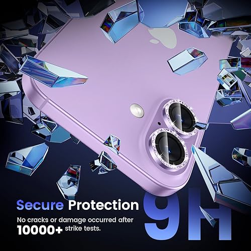 Miniatura 5 de Tensea Protector de lente de cámara para iPhone 17, cubierta de cámara de vidrio templado 9H protector de pantalla, transparente HD, anillo