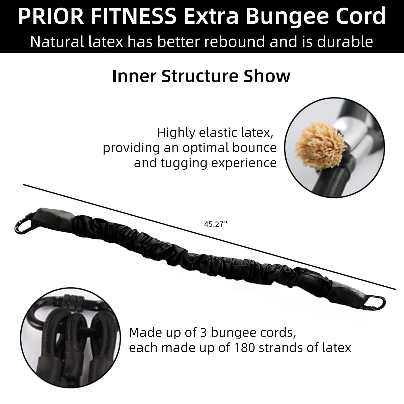 PRIOR FITNESS Corda elastica di alta qualità, resistente, corda elastica per fitness, 50-79 kg, corda elastica per allenamento a casa e palestra, include solo 1 corda elastica extra