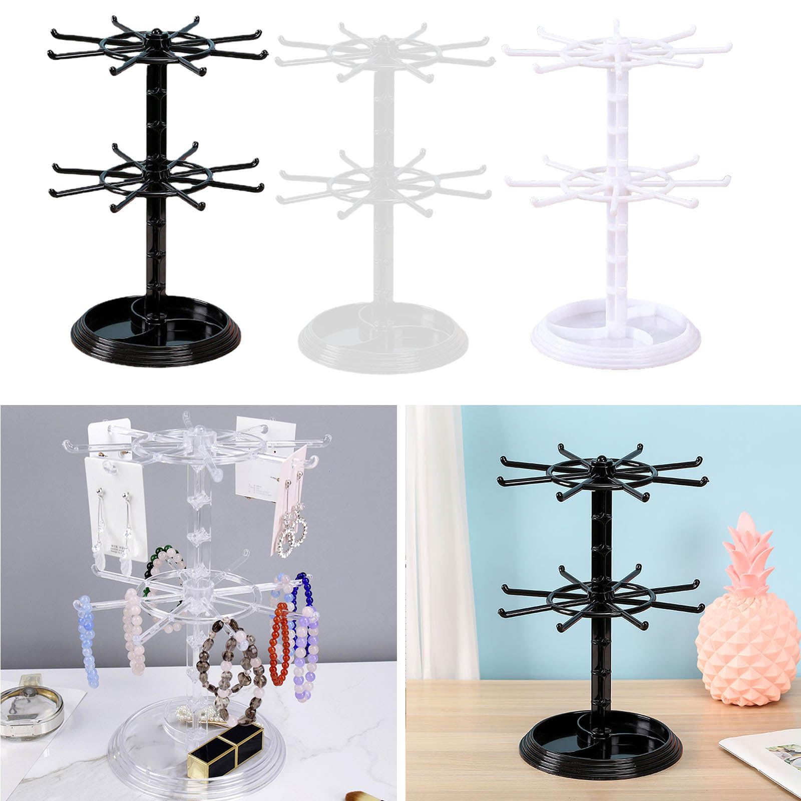 Two Counter Top Spinner Display Stand Jewelry Rotating Display Holder Necklace Keychain Pendants Organizer
