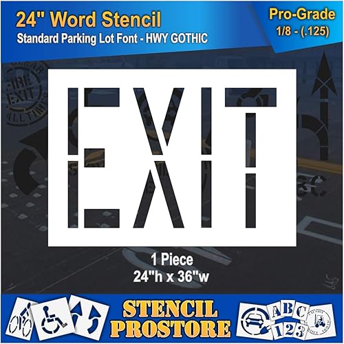 Plantillas de marcado de pavimento  Plantilla EXIT de 24 pulgadas  24 pulgadas x 36 pulgadas x 18 pulgadas (128 mil)  Grado profesional