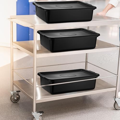 Miniatura 4 de 6 tubos de autobús de plástico con tapa, caja de autobús comercial de 13 L, caja de almacenamiento de plástico para restaurante, hogar, cocina, uso