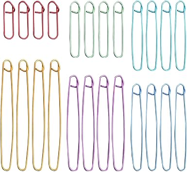 24 Pcs Stitch Holder Set, Knitting Accessories, Stitch Holders for Knitting, Crochet Safety Pins, Aluminum Stitch Holders, for Blankets, Scarves, Quilts, DIY, Other Knitting Project, 6 Size