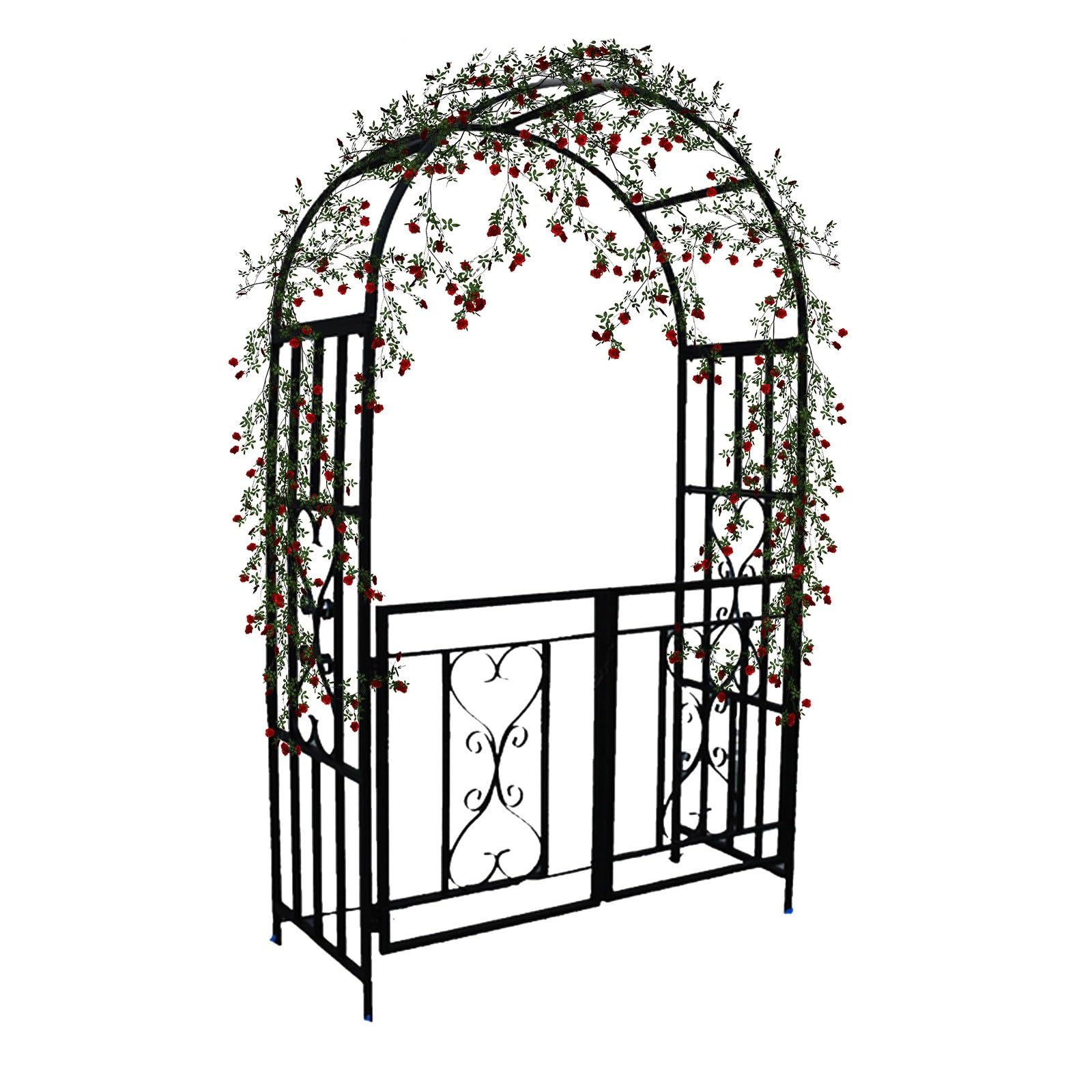 Treillis extérieur robuste arche de roses en métal avec portillon pour plante grimpante