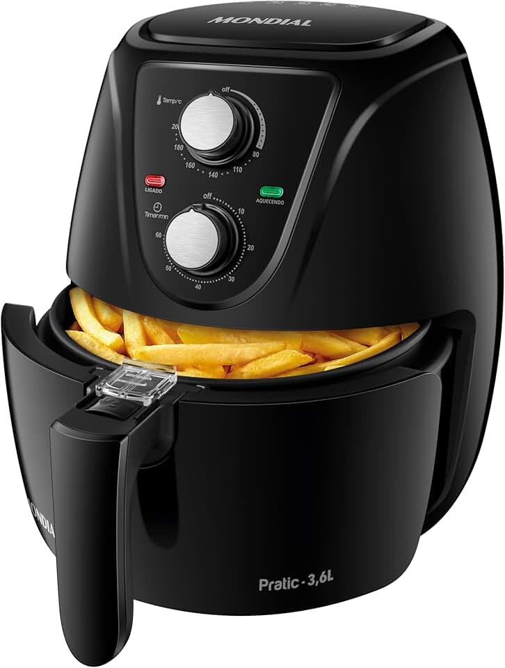 MONDIAL Fritadeira Sem Óleo Air Fryer Pratic 3,6L, Preto, 1500W, 220V - AF-36-FB