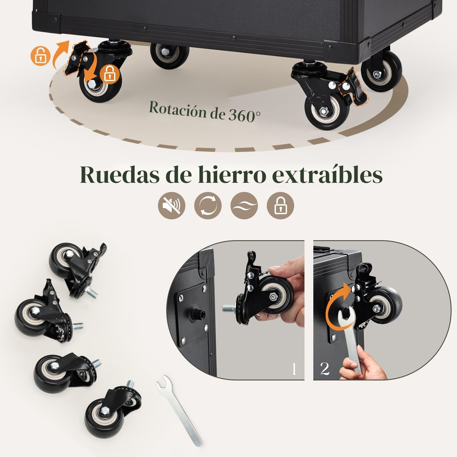Maleta de Maquillaje con Mesa y 5 cajones Maletín de Maquillaje Profesional con Ruedas Caja Maquillaje Maleta Peluquería Grande Mesa de Manicura móvil Trolley Maquillaje, Negro