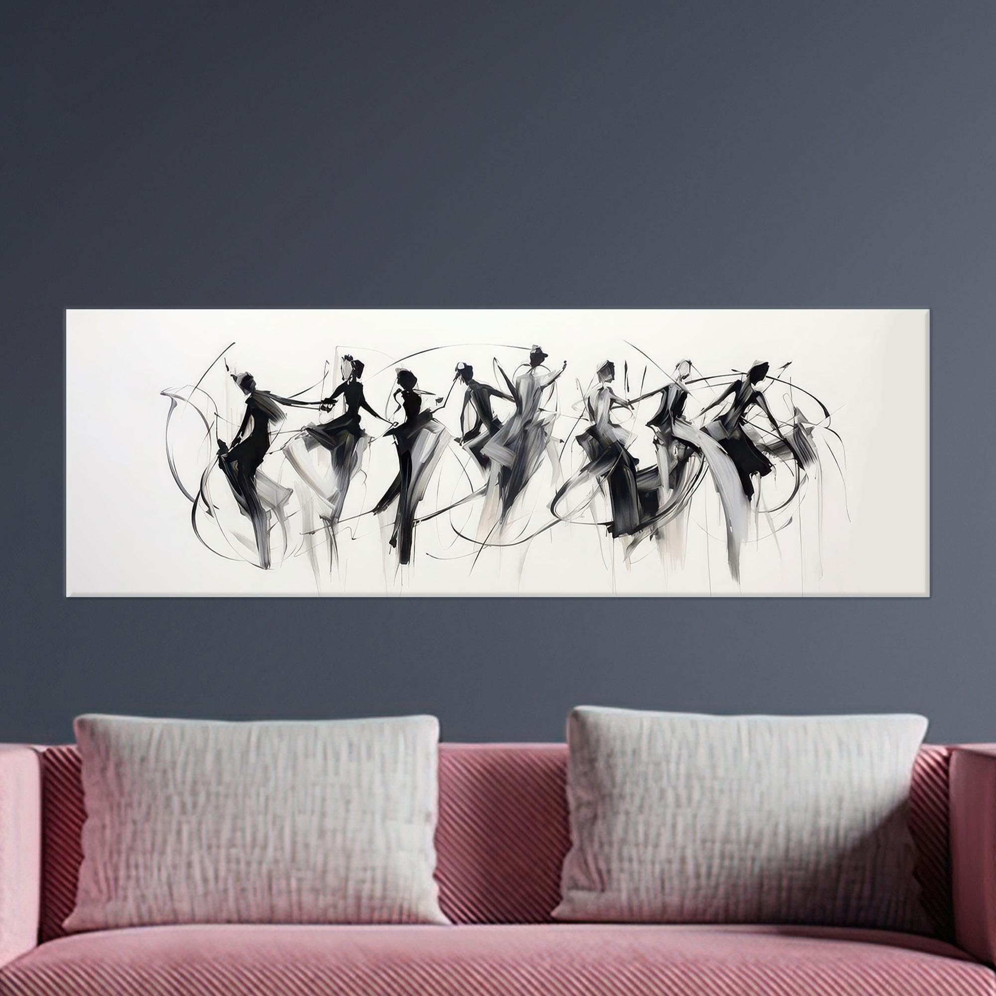 Lmycheng Frameless Abstract Dancer Canvas Art Pictures: Modern Wall Art, Black And White Dance Posters Prints For Bedroom Home Wall Decor(20X60cm/Frameless)