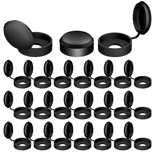 AIEX 100 tapas de rosca, tapas de rosca de diámetro de agujero, tapas de rosca de plástico negro, tapa de tornillo plegable para cubrir cabezas de