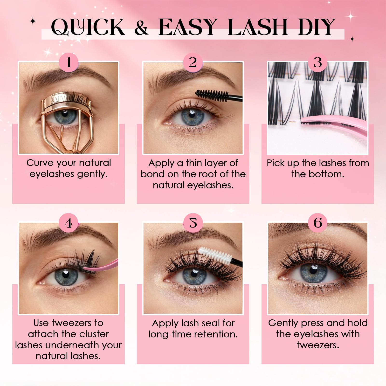 INPING zestaw do przedłużania rzęs, 2 style Naturalne Cluster Lashes na przezroczystym taśmie, zestaw Fairy Wispy Manga Lashes Extension z pincetą Lash Bond and Seal do przedłużania rzęs w domu DIY, 8