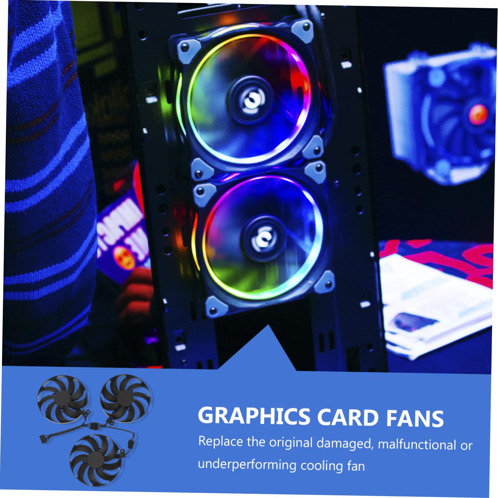 NUOBESTY 2 Juegos De Ventiladores De Refrigeración Para Tarjetas Gráficas Gpu Ordenador Radiador Enfriador Eléctrico Abs