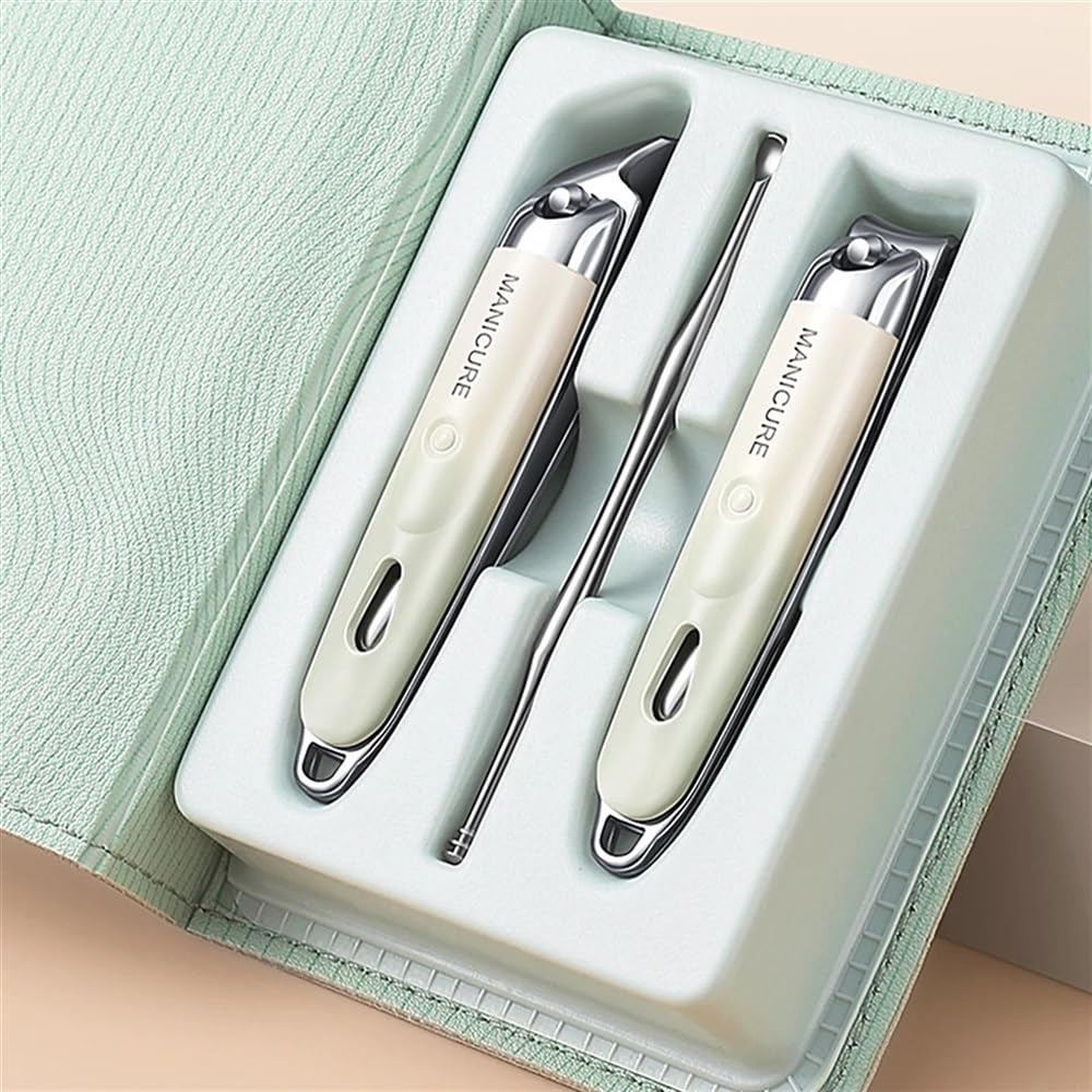 Manicure, zestaw do pedicure, 3-częściowy zestaw nożyczek do paznokci i łyżeczek do uszu z przenośnym pudełkiem do przechowywania, zestaw do manicure – obcinacz do paznokci ze stali