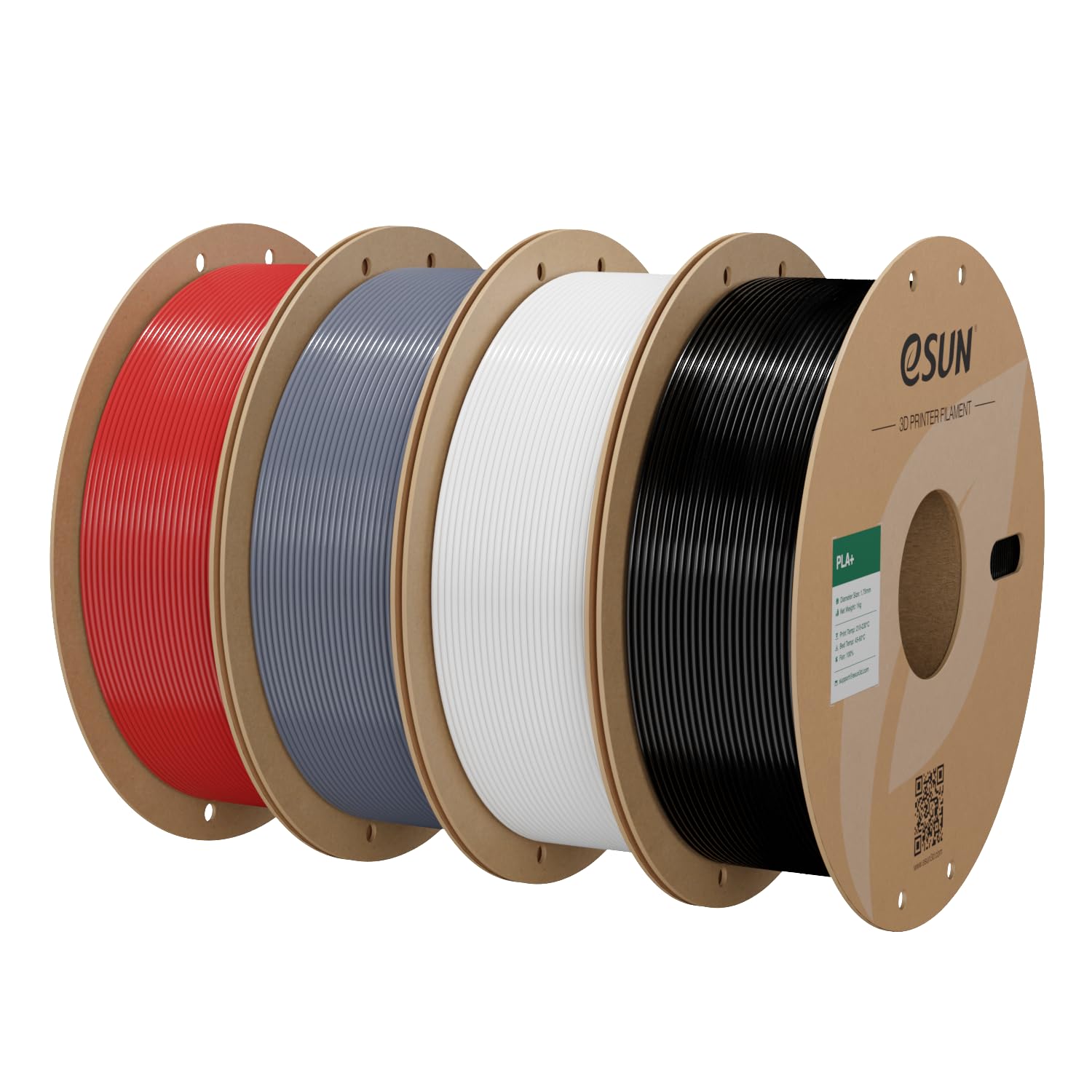 eSUN Filamento PLA+ 1.75mm, Filamento PLA Plus 4kg Rosso Grigio Bianco Nero | Migliore tenacità e precisione +/- 0,03 mm. Più resistente del PLA standard. Ottima adesione per stampante 3D.