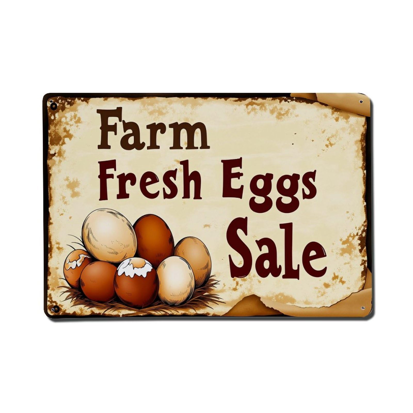 Enderetf Vintage Farm Fresh Eggs Sale Sign Tin Sign Metal Poster, Home Bar Garage Man Cave Cafe Indoor & Outdoor Wall Decoration 8X12inches
