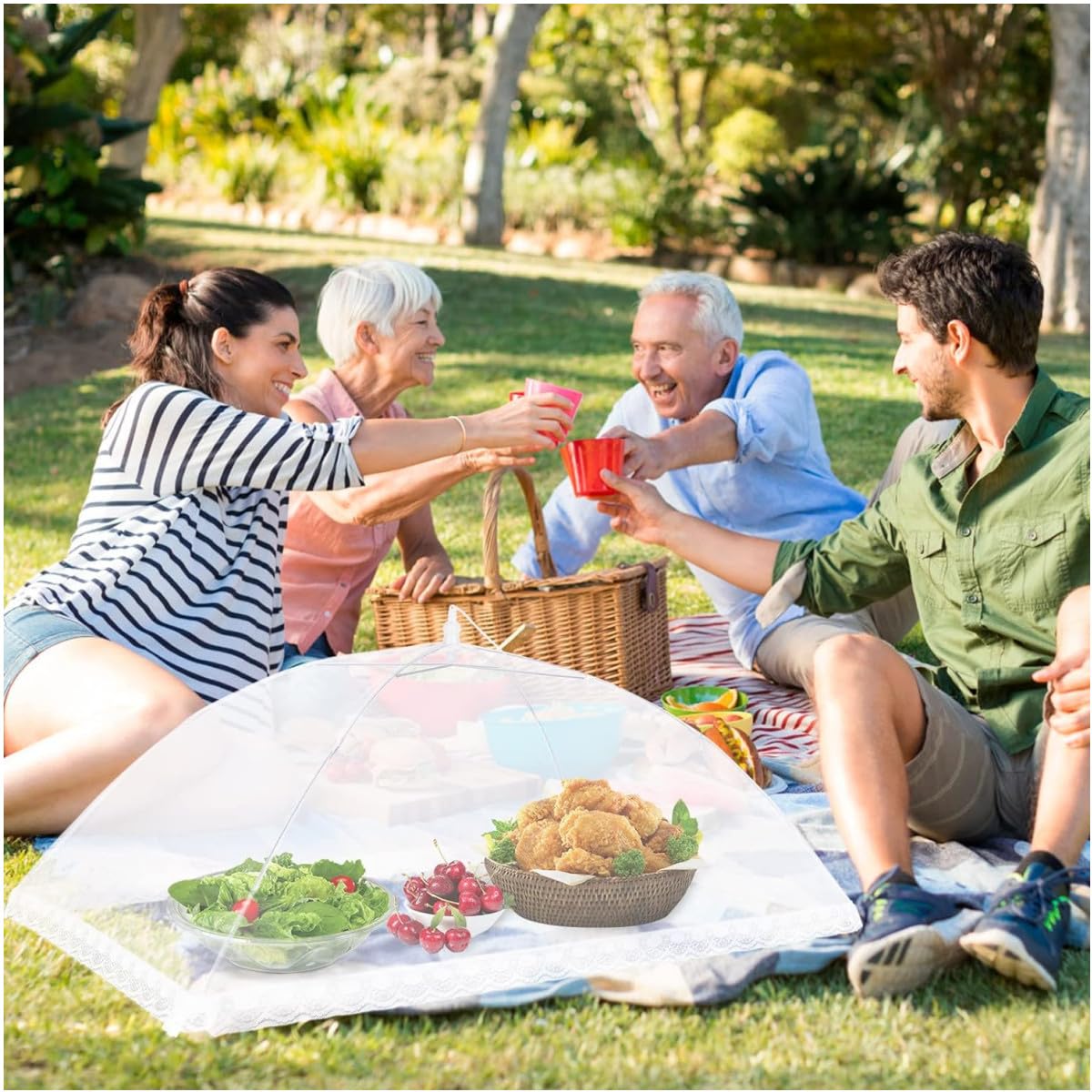 Cubierta Protectora Alimentos Fresca,2 Piezas Mosquitera Comida Desplegable Cubre Platos Cubre Moscas Cubierta Protectora Alimentos Cubierta de Malla Plegable para Alimentos para Exteriores Fiestas