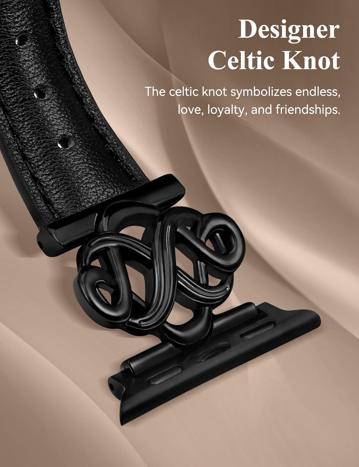 Wearlizer Slim Leather Band Compatible with Apple Watch Bands Women 38/40/41/42/44/45/46/49mm, Fancy Dressy Designer Thin Strap with Celtic Knot for iWatch Series 11 10 9 8 7 6 5 4 3 SE/Ultra 3 2 1 - Image 3