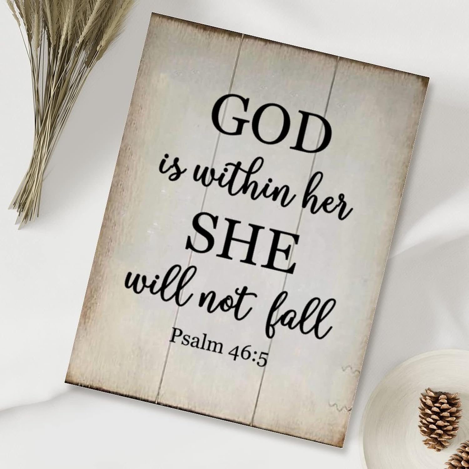 Wood Sign with Quotes God is Within Her She Will Not Fall Psalm Wood Plaques Bible Religious Christian Wood Art Plaque Vintage Wall Art Sign 18x24in New Home Wall Decoration Gift