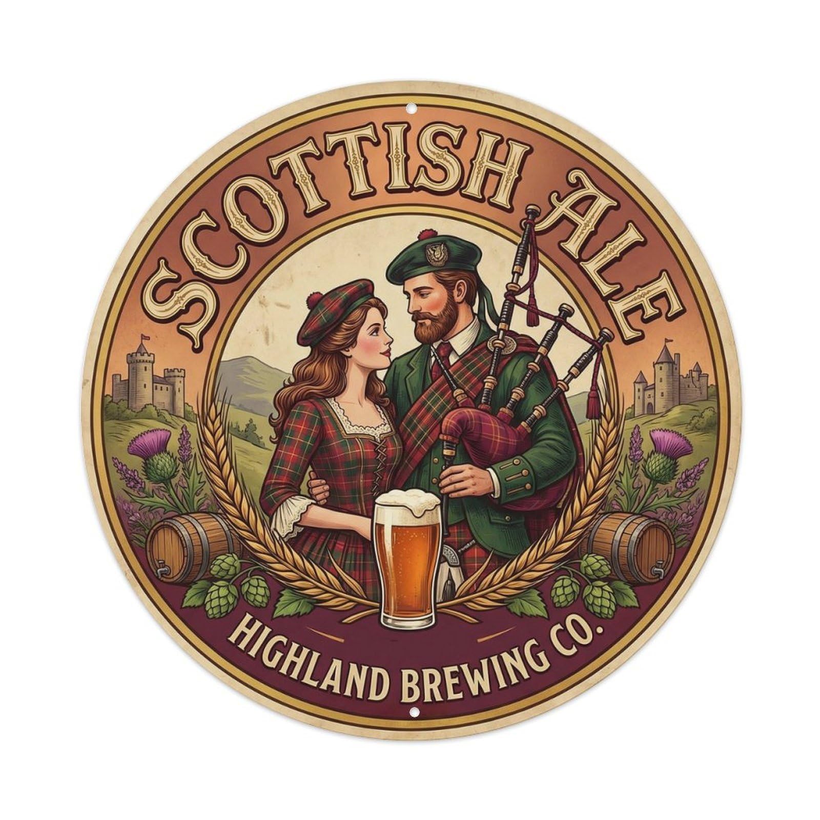 Traditional Scottish Ale Malt Pub Culture Strong Brew Metal Tin Sign