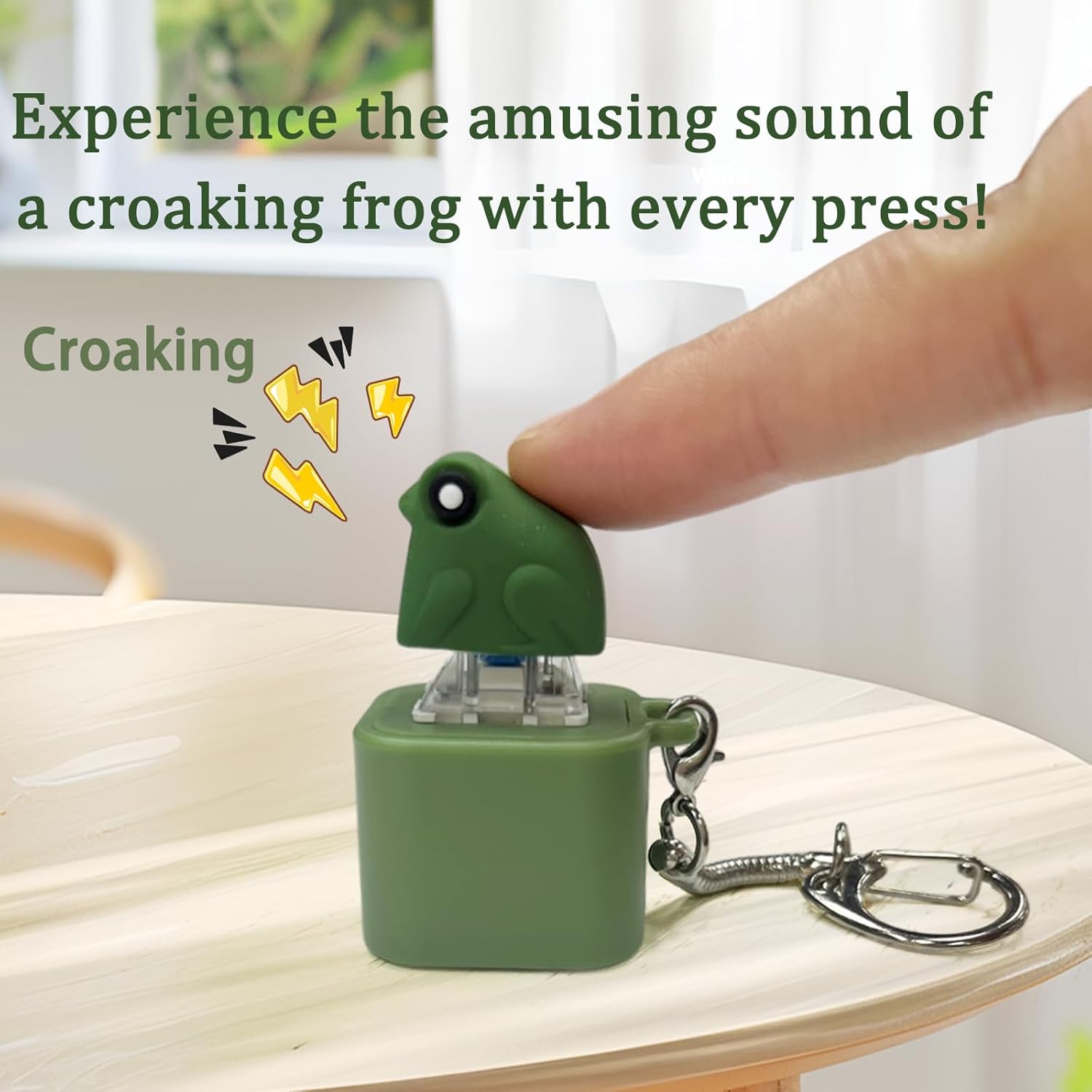 Frog Croaking Fidget Toy,Adults Keyboard Clicker Frog Fidget Toys-Fun USB-C Rechargeable Keychain with Colorful Lights, Stress Reliever for Anxiety & Sensory Fun (Frog Croaking)