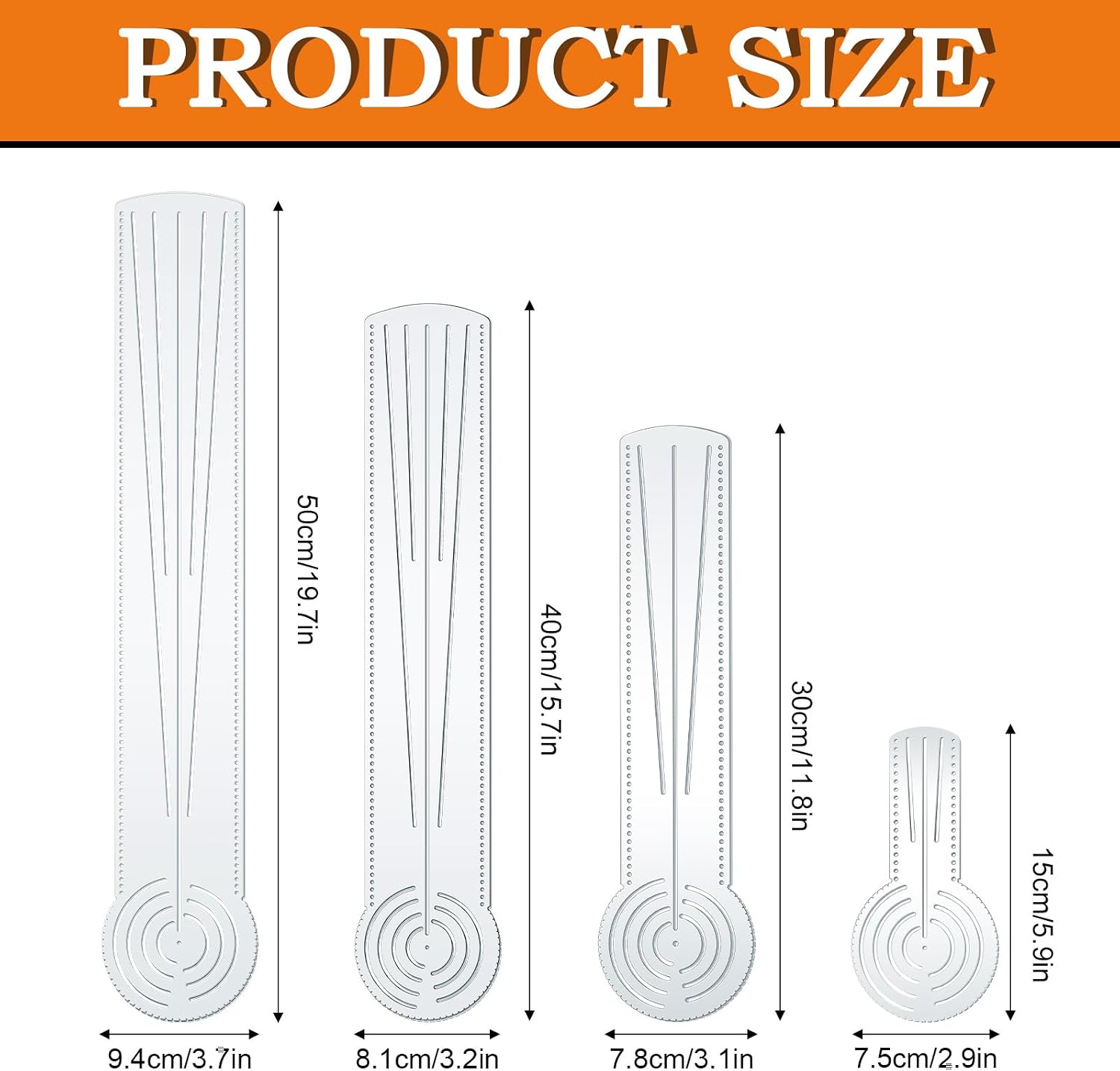 4 Pcs 3-in-1 Mandala Ruler Tool with Holes 4 Size Mandala Dot Art Circle Maker Compass Protractor Straight Dotting Ruler for DIY Drawing Stencil Art Geometric Projects
