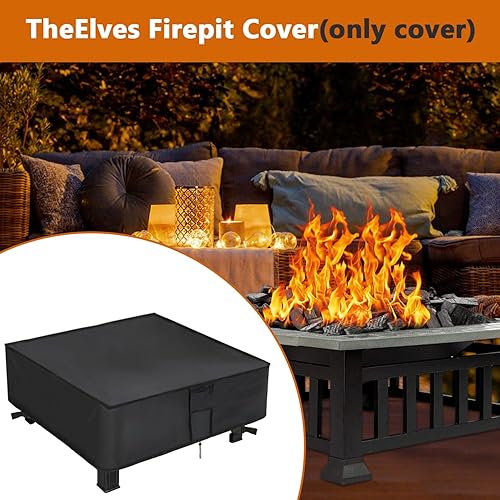 Miniatura 5 de TheElves Cubierta para hoguera, 35 pulgadas cuadrada para chimenea de gas para patio y mesa de fogata de propano  35 x 35 x 13 pulgadas