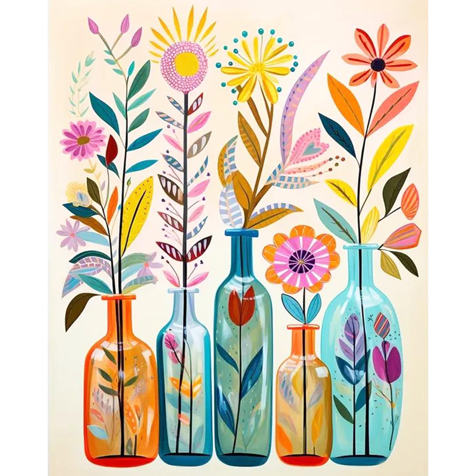 JATOK Paint by Numbers Kit for Adults Beginners, Flowers DIY Easy Acrylic Oil Painting by Numbers on Canvas, Paint-by-Numbers Drawing Kits for Gift Home Wall Decor Without Frame 16x20in