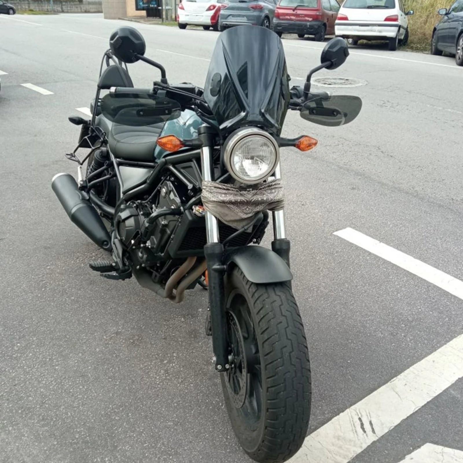 Cúpula Touring Compatible con Macbor para Eight Mile 500 para Scrambler para Street 2022-2024 Parabrisas De Motocicleta Redondo para Bicicletas De Calle Parabrisas Scree(Black)