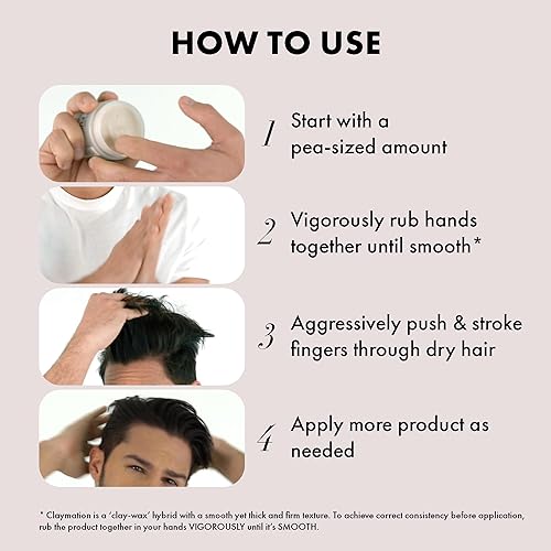 Miniatura 5 de Hanz de Fuko Claymation - Arcilla para peinar el cabello de alta calidad para hombre acabado mate ingredientes orgánicos certificados 2 onzas