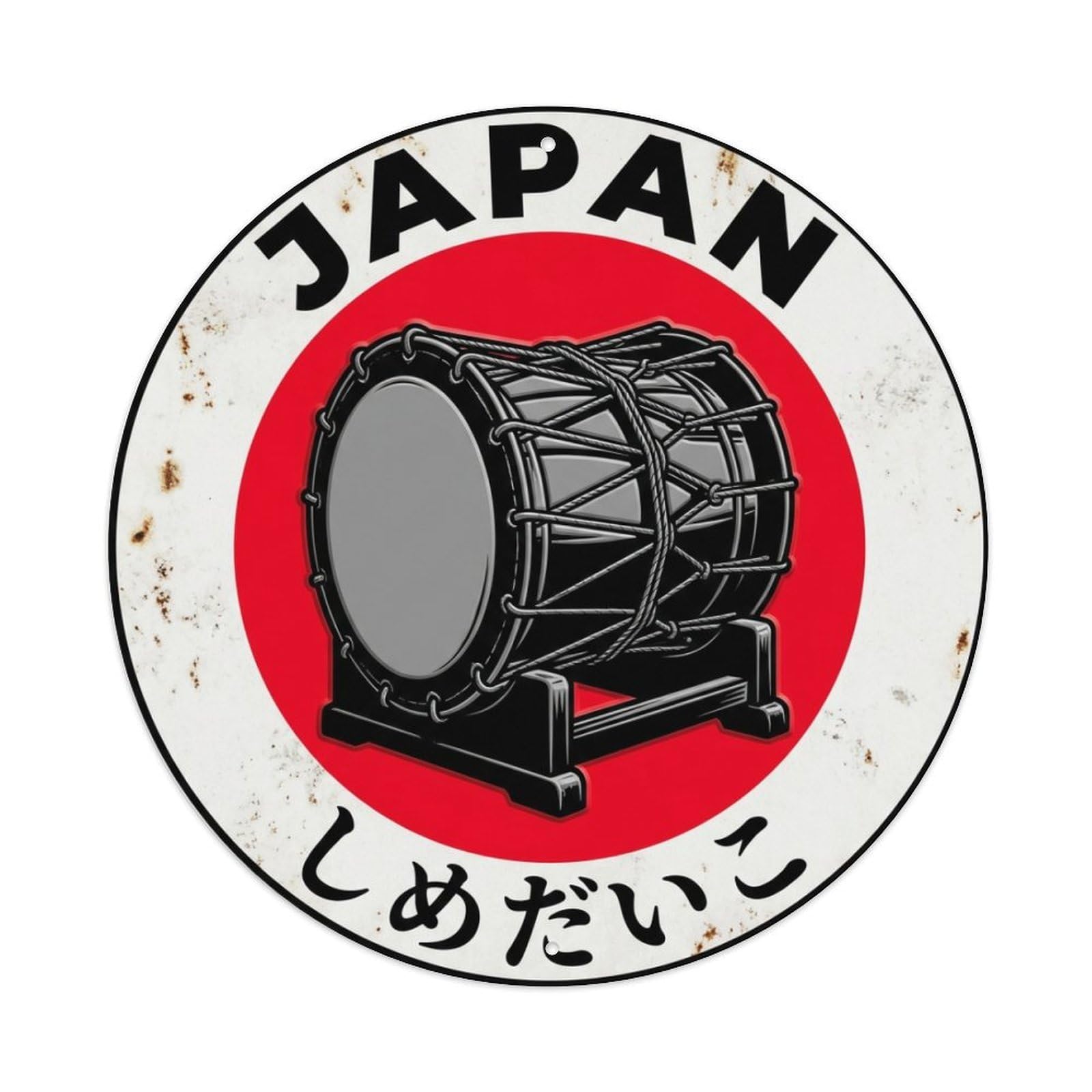 Galvaxio Style Shime Daiko Japan Rope Tension Weathered Metal Tin Sign