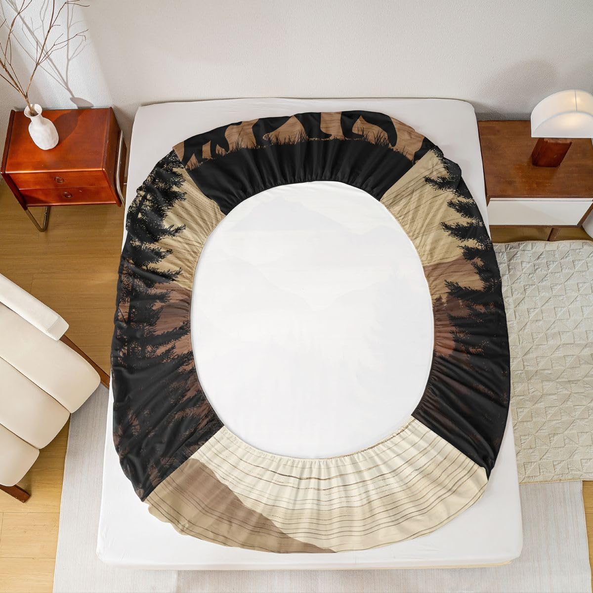Homemissing Sábana bajera ajustable de oso tamaño King para niños y niñas, con bolsillo profundo de 16 pulgadas de profundidad, ropa de cama rústica con 2 fundas de almohada, decoración de habitación