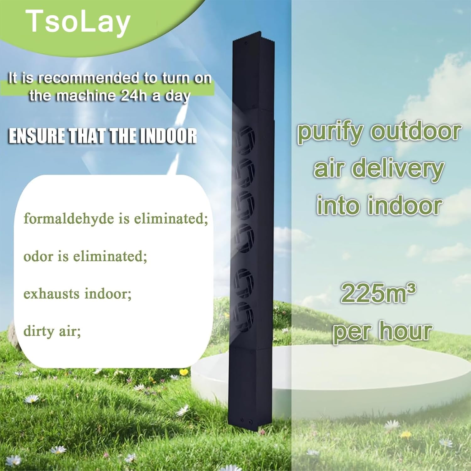 TsoLay Comfort Zone Window Fan, Window Exhaust Fan, 6 Air Outlets (4 Air Intakes + 2 Exhausts), Retractable 80-144cm Optional, 10-Wind Speed Adjustment, for Home, Kitchen, Bedroom and Office