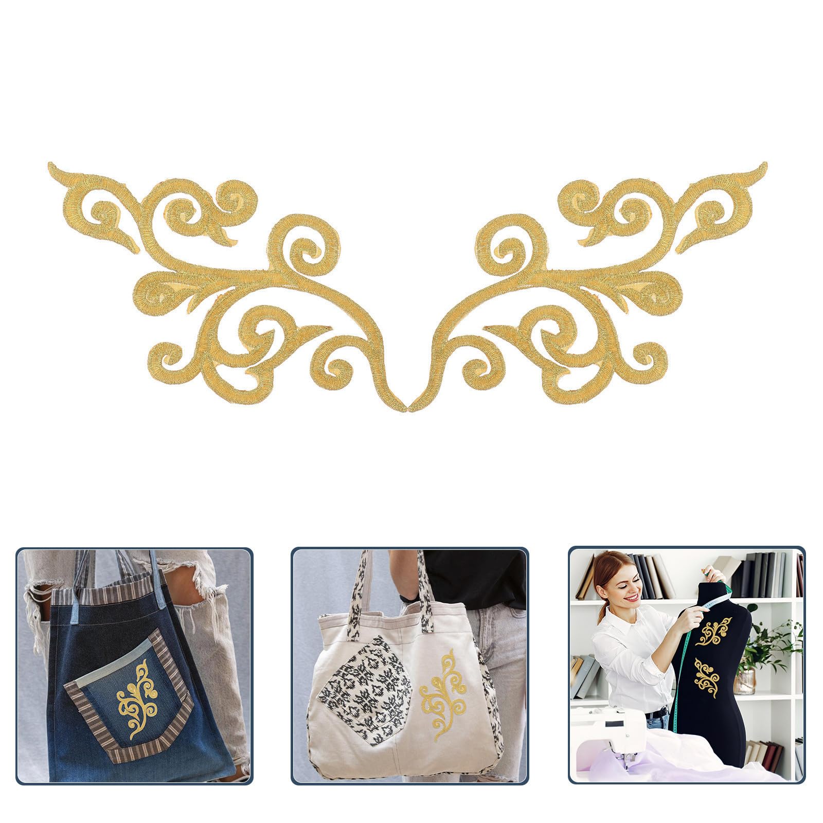 SEWACC 50 Pares Parche Bordado Dorado para Decoración de Ropa Poliéster y Algodón, Versátil y Seguro para Prendas de Vestir y Trajes de Actuación