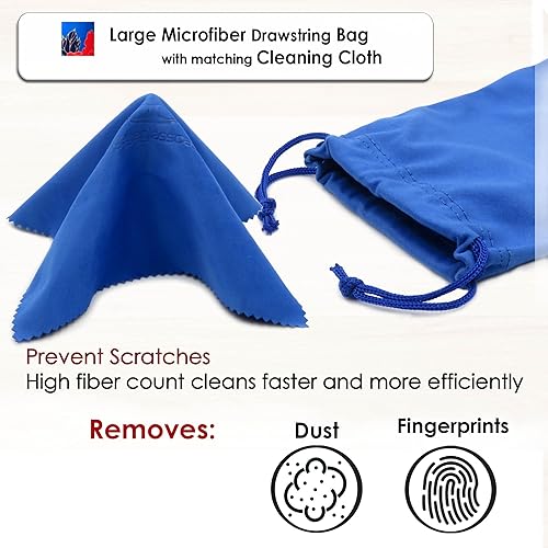 Miniatura 5 de MyEyeglassCase Funda para gafas de sol deportivas y cartera delgada Estuche para gafas grandes semidura con clip para cinturón, bolsa suave y paño