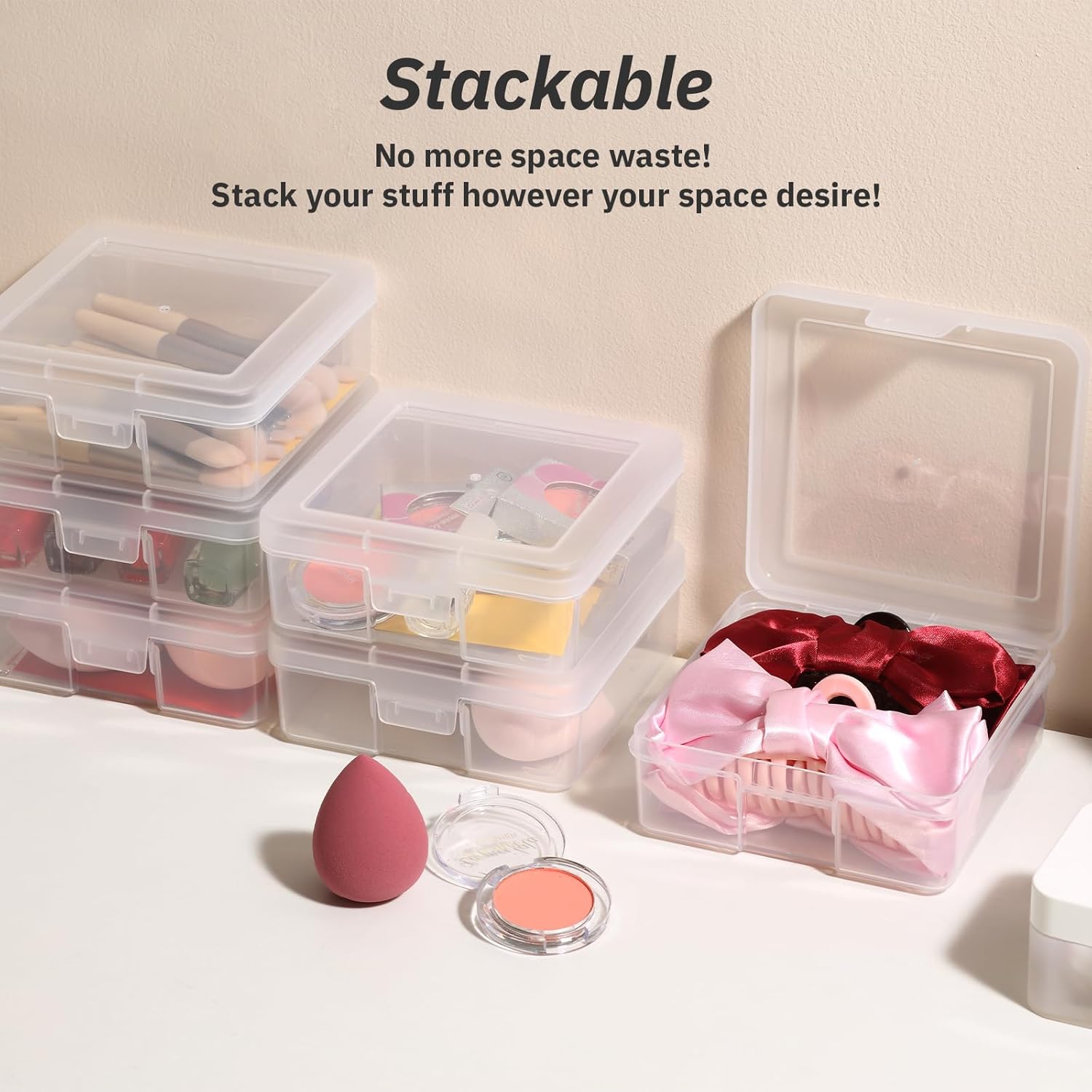 novelinks Plastic Small Storage Bins with Lids for Organizing, Mini Clear Storage Containers and Stackable Storage Box Organizer for Pencil Boxes, Task Boxes, Crayon Boxes (18 Pack Small)